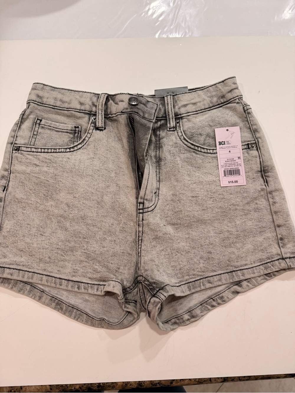 wild fable Acid Wash High-Rise Denim Shorts - Gray